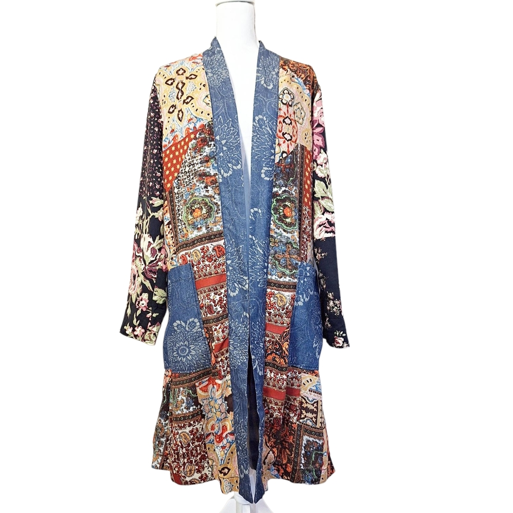 ✨️NWOT! RARE! Free People Song Bird Patchwork BOHO Duster Kimono Coat!